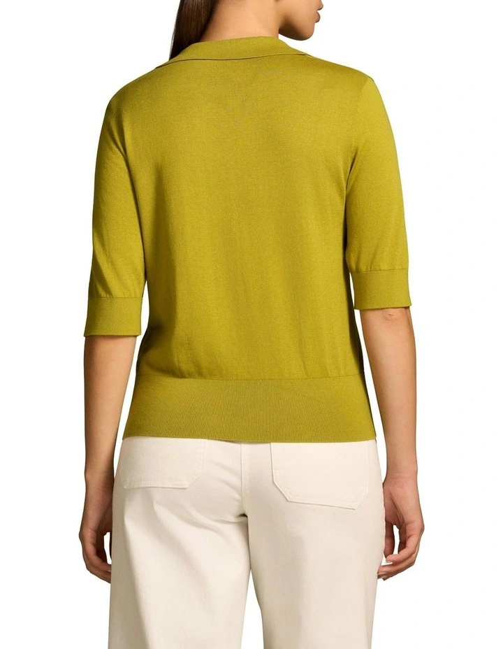 Half Sleeve Polo Knit in Chartreuse image 2