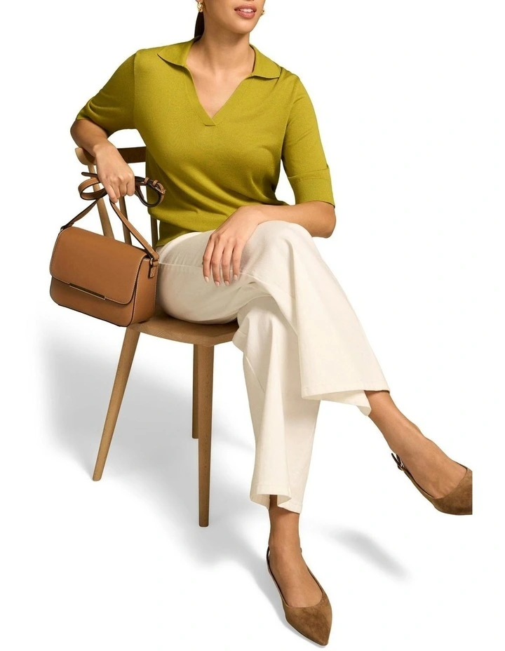 Half Sleeve Polo Knit in Chartreuse image 3