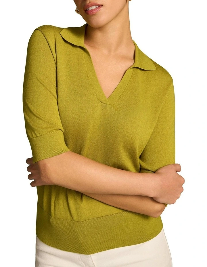 Half Sleeve Polo Knit in Chartreuse image 4