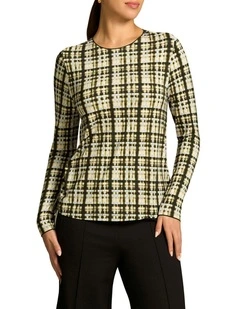 Relaxed Long Sleeve T-shirt in Check Print