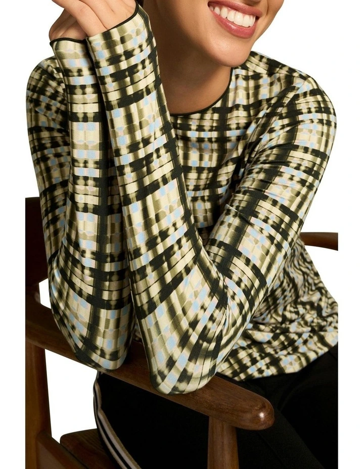 Relaxed Long Sleeve T-shirt in Check Print image 4