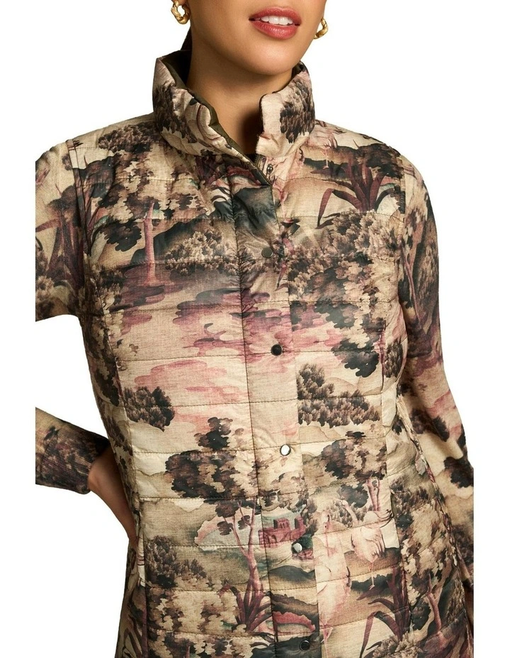 Reversible Brolga Print Puffer Vest in Beige image 5