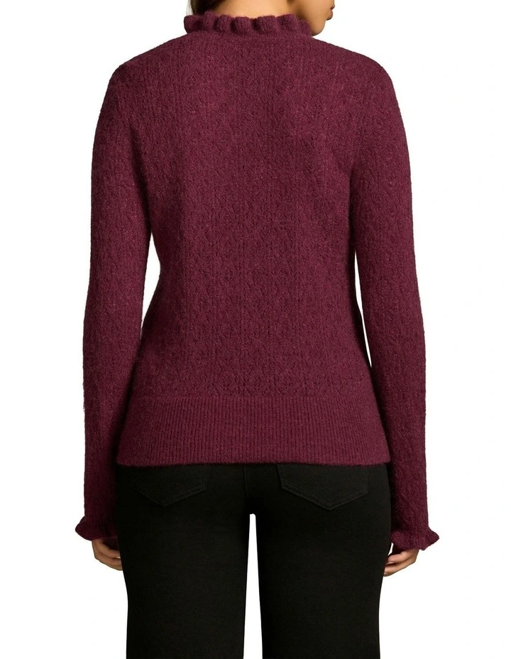 Pointelle Frill Knit in Plum image 2