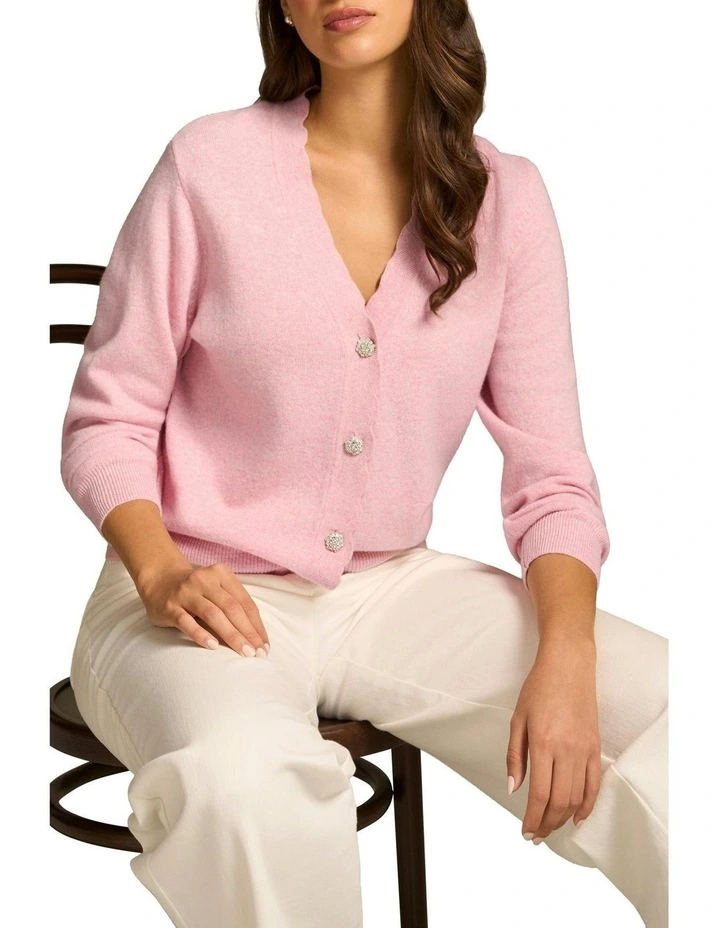 Diamonti Button Cardigan in Chateau Pink image 3
