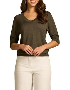 Half Sleeve Wool Knit in Olive