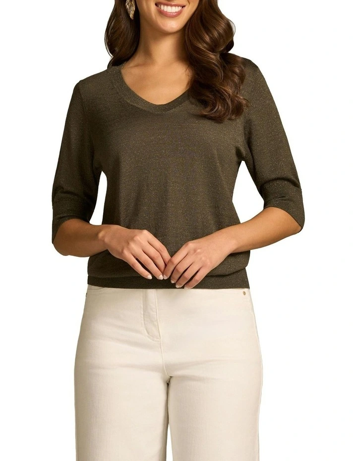 Half Sleeve Wool Knit in Olive image 1