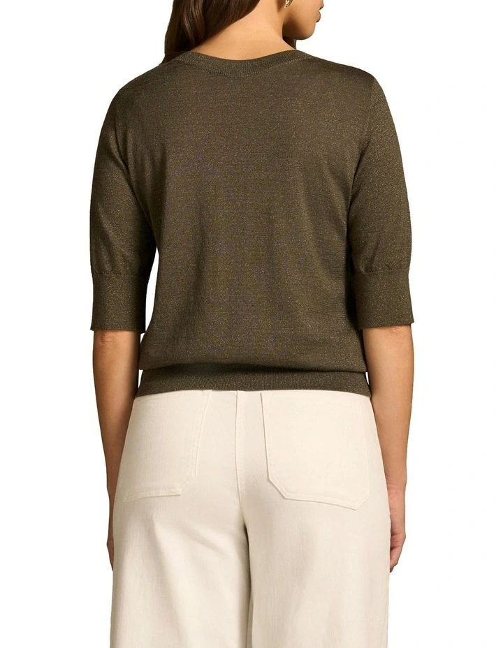 Half Sleeve Wool Knit in Olive image 2