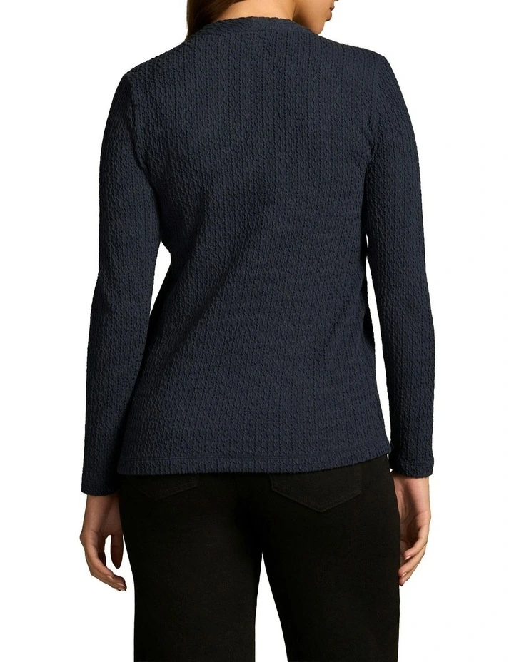 Textured Jacquard Long Sleeve Top in Ink image 2