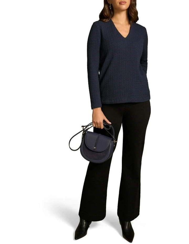 Textured Jacquard Long Sleeve Top in Ink image 4