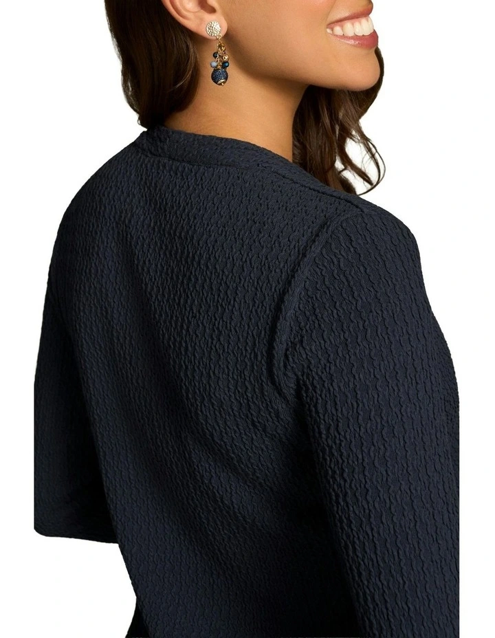 Textured Jacquard Long Sleeve Top in Ink image 5