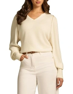 Cashmere Gold Detail Knit in Cream