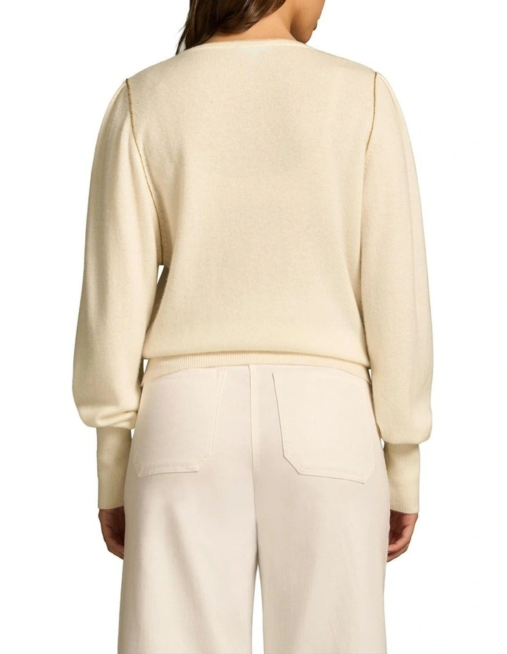Cashmere Gold Detail Knit in Cream image 6
