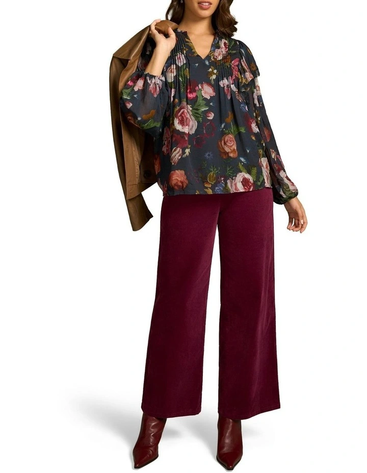 Frill Detail Botanic Printed Blouse in Ink image 5