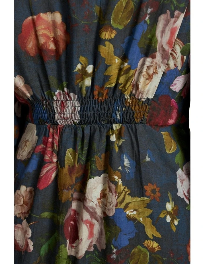 Floral Botanic Printed Midi Dress in Ink image 2
