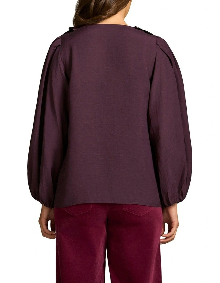 Floral Appliqu Blouse in Cherry image 2