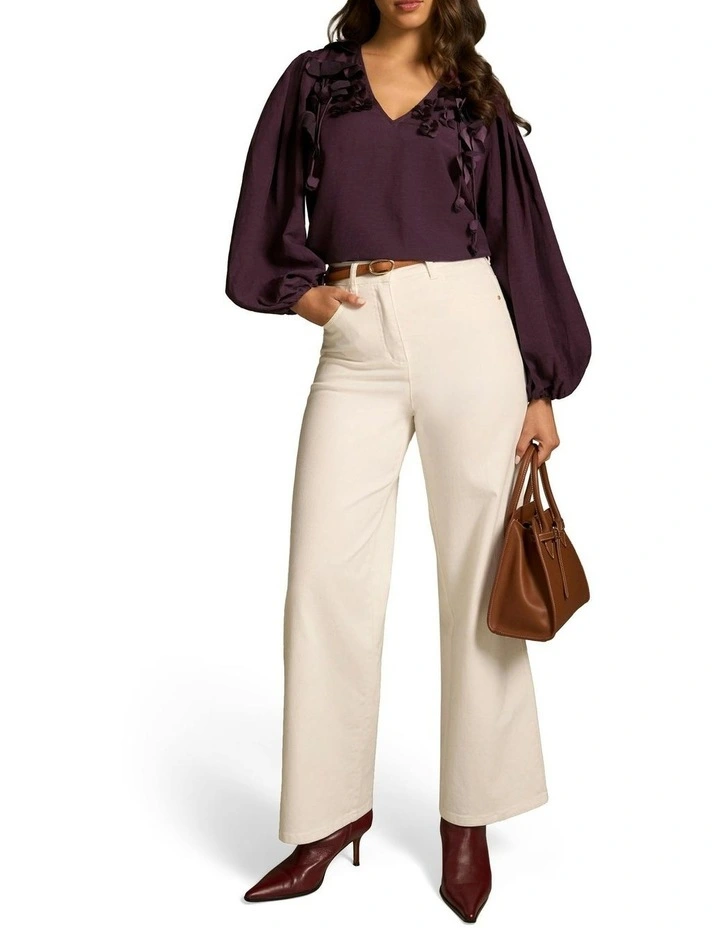 Floral Appliqu Blouse in Cherry image 4