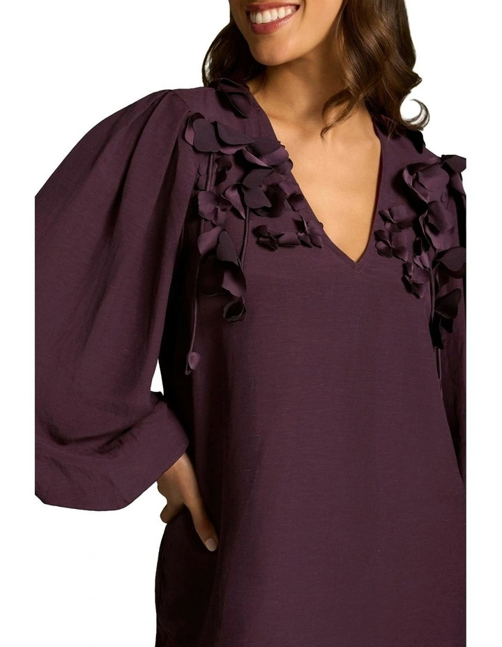 Floral Appliqu Blouse in Cherry image 6