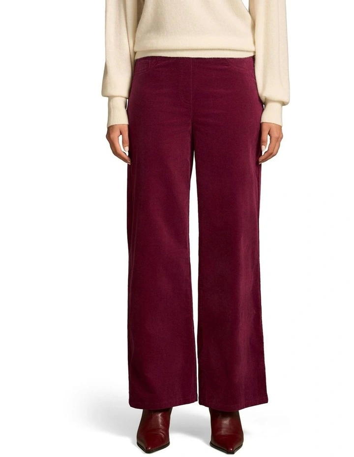 Bengajean Wide Leg Velvet Pant in Plum image 1
