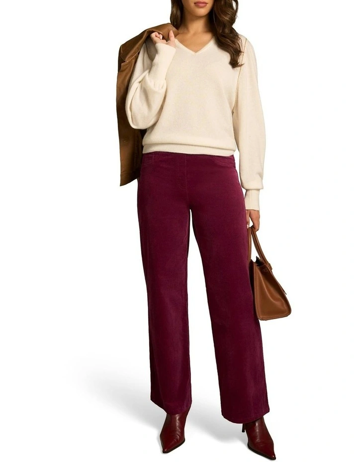 Bengajean Wide Leg Velvet Pant in Plum image 3