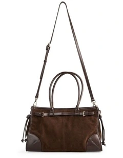 Suede Tote Bag in Chocolate