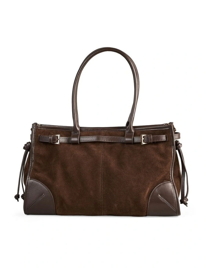 Suede Tote Bag in Chocolate image 4