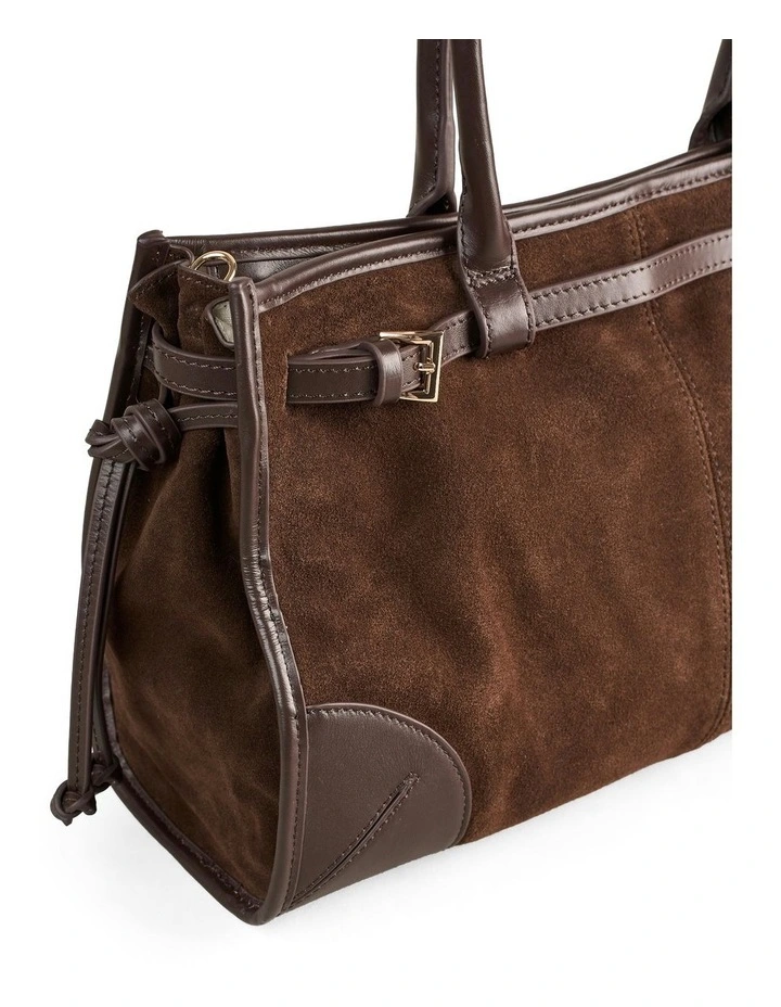 Suede Tote Bag in Chocolate image 5