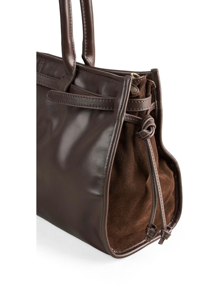 Suede Tote Bag in Chocolate image 7