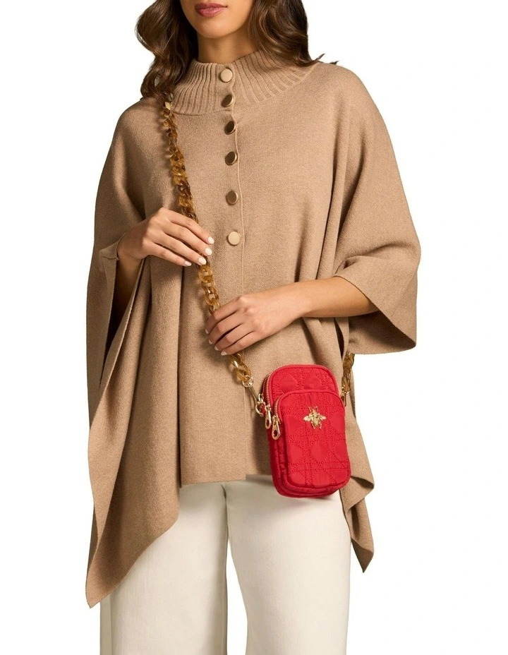 Quilted Phone Bag in Crimson image 2