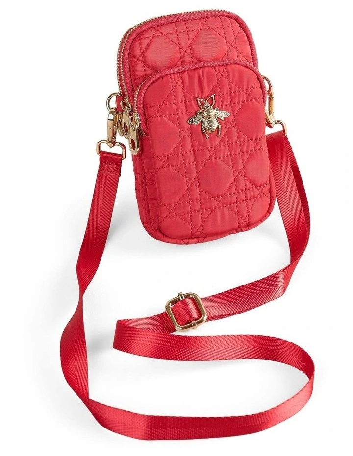 Quilted Phone Bag in Crimson image 4
