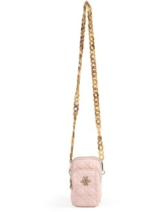 Quilted Phone Bag in Soft Pink