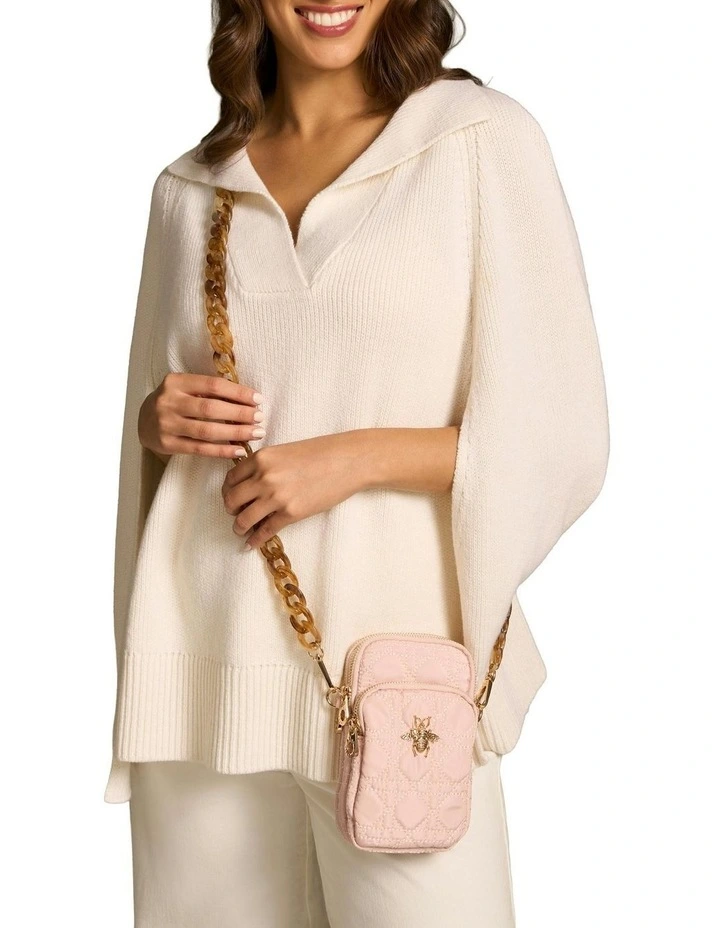 Quilted Phone Bag in Soft Pink image 2