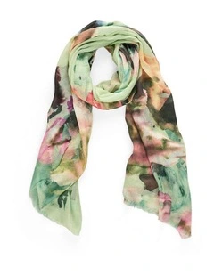 Watercolour Floral Scarf in Green
