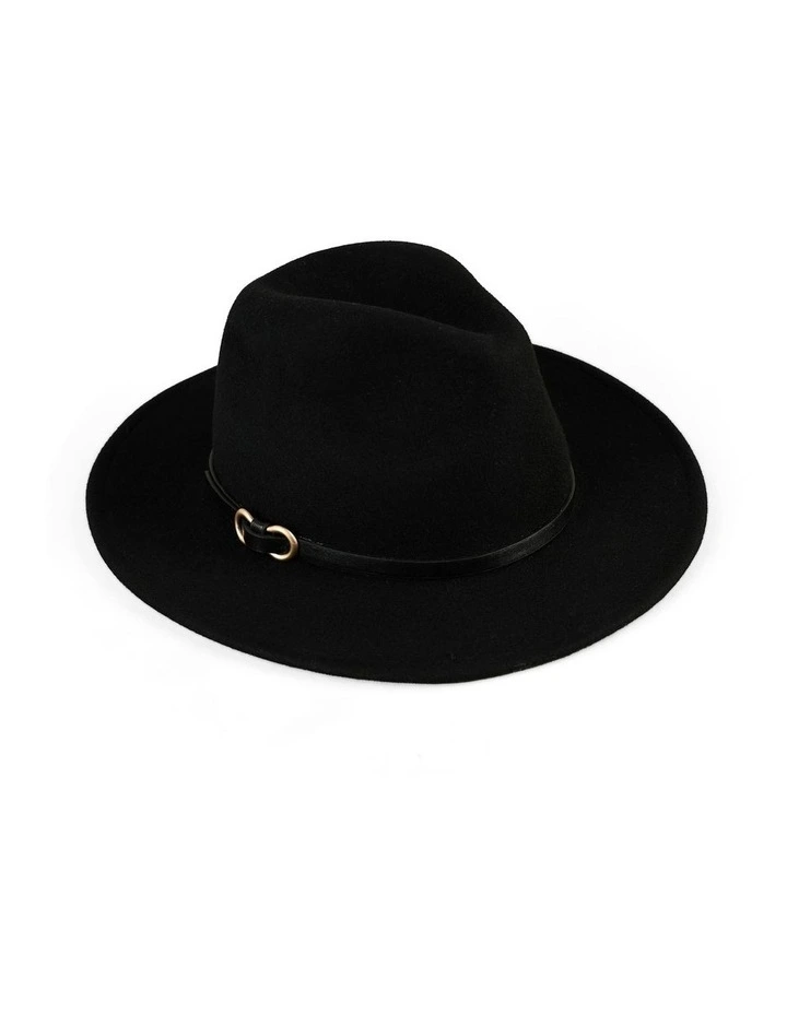 Wool Felt Fedora in Black image 1