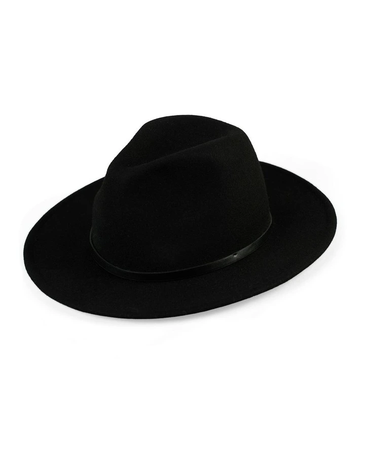Wool Felt Fedora in Black image 3