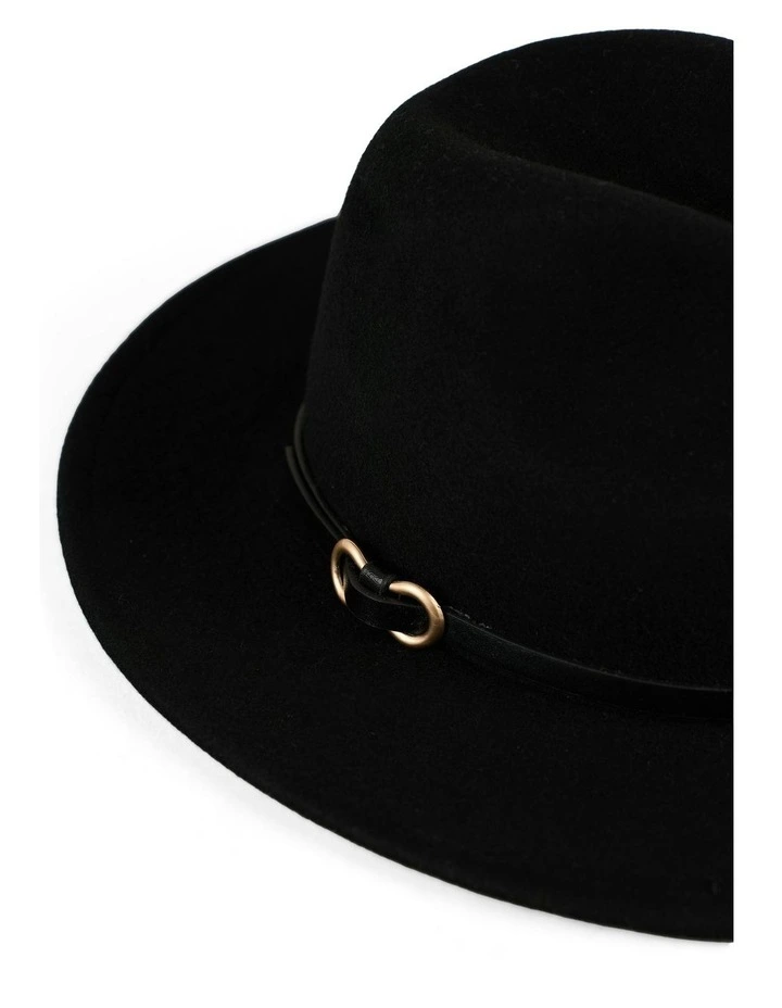 Wool Felt Fedora in Black image 4