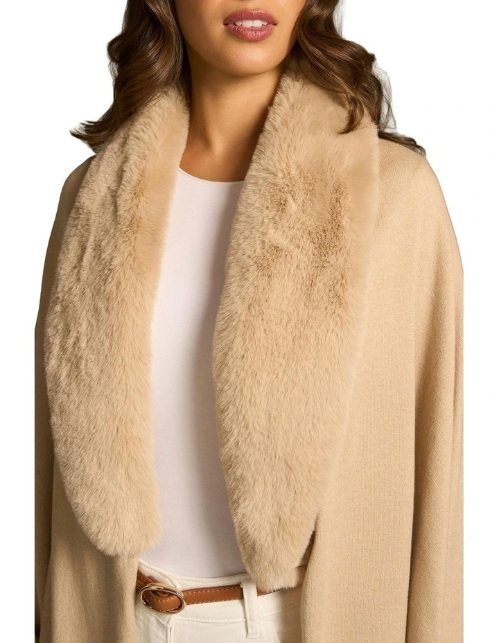 Faux Fur Trim Wrap in Natural image 3