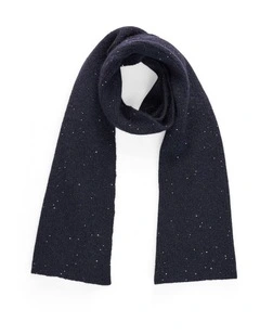 Knitted Metallic Scarf in Dark Blue