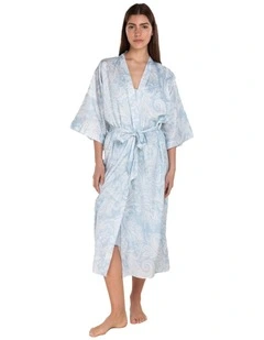 Annie Cotton Sateen Robe in Blue
