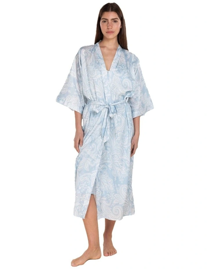 Annie Cotton Sateen Robe in Blue image 1