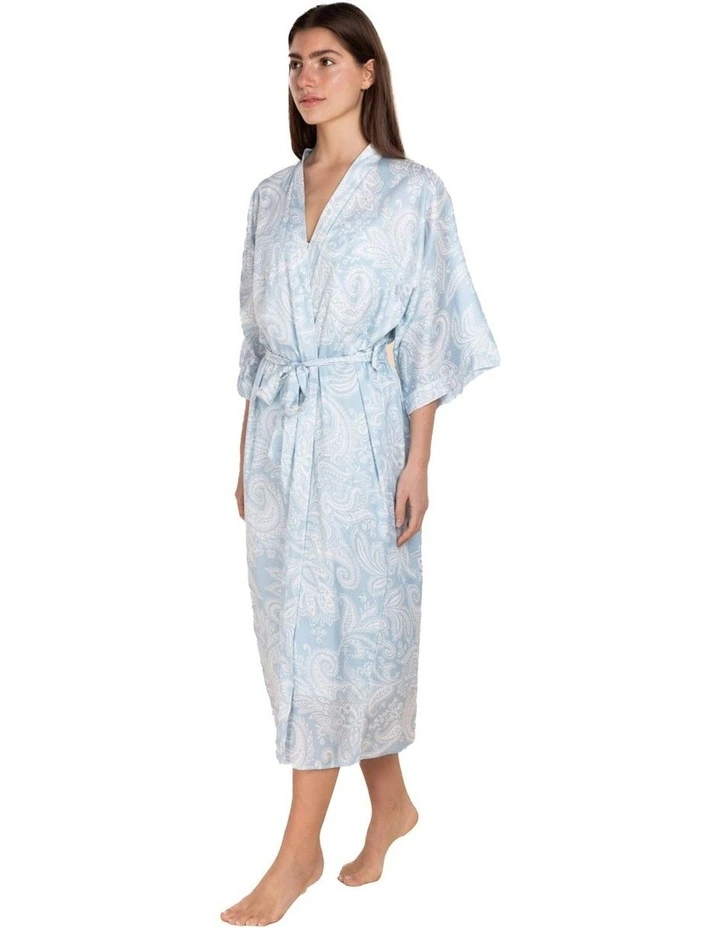 Annie Cotton Sateen Robe in Blue image 3