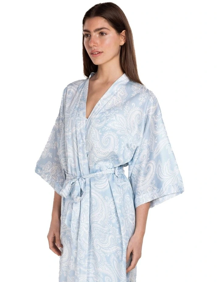 Annie Cotton Sateen Robe in Blue image 4