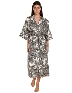 Annie Cotton Sateen Robe in Cream