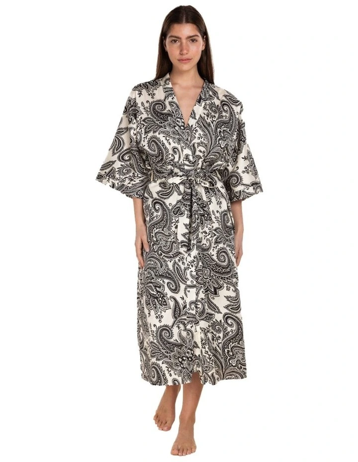 Annie Cotton Sateen Robe in Cream image 1