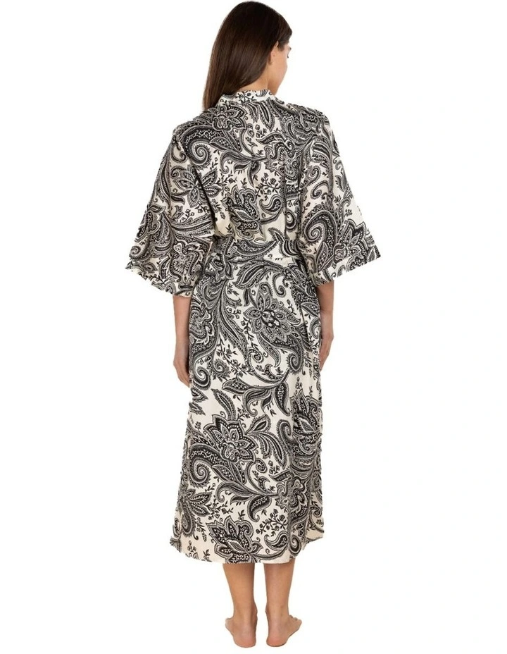 Annie Cotton Sateen Robe in Cream image 2