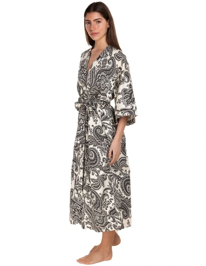 Annie Cotton Sateen Robe in Cream image 3