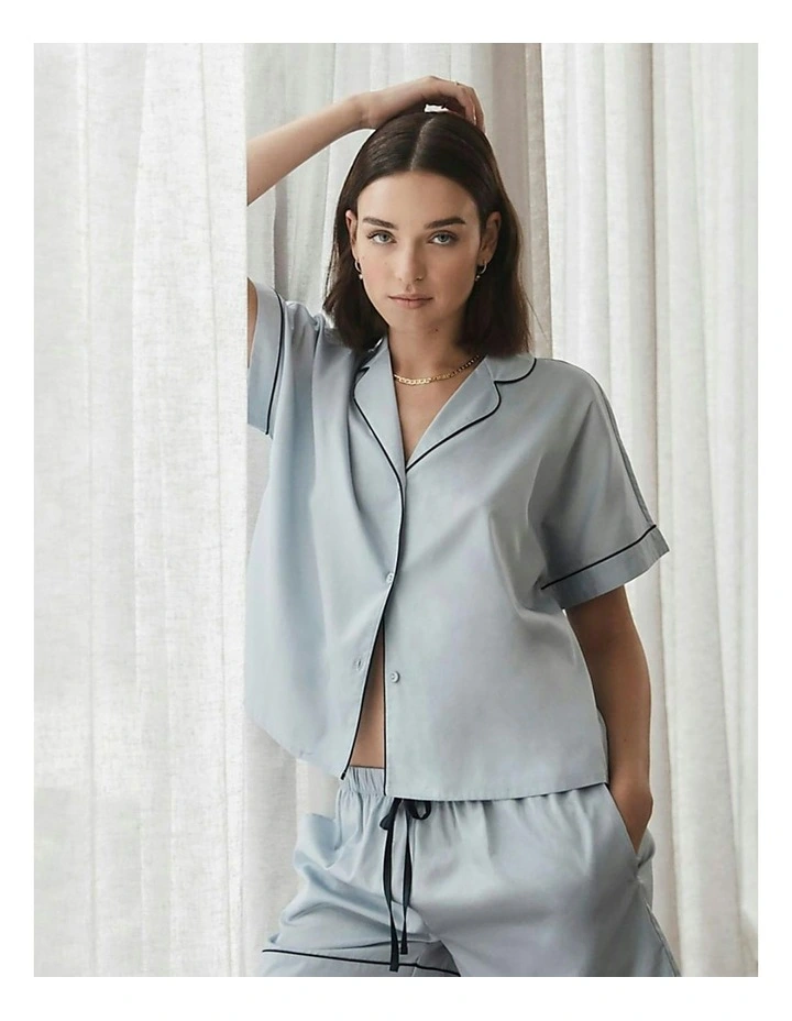 Ariana Double Piping Short Set in Blue image 5