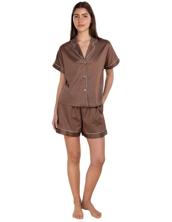 Ariana Double Piping Short Set in Mocha image 1