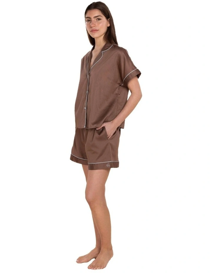 Ariana Double Piping Short Set in Mocha image 3