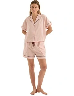 Ariana Pink Double Piping Short Set in Pink