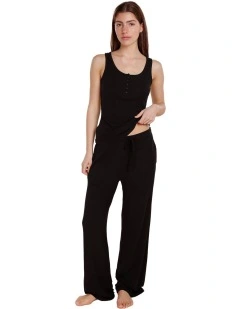 Athens Ribbed Long Pants in Black